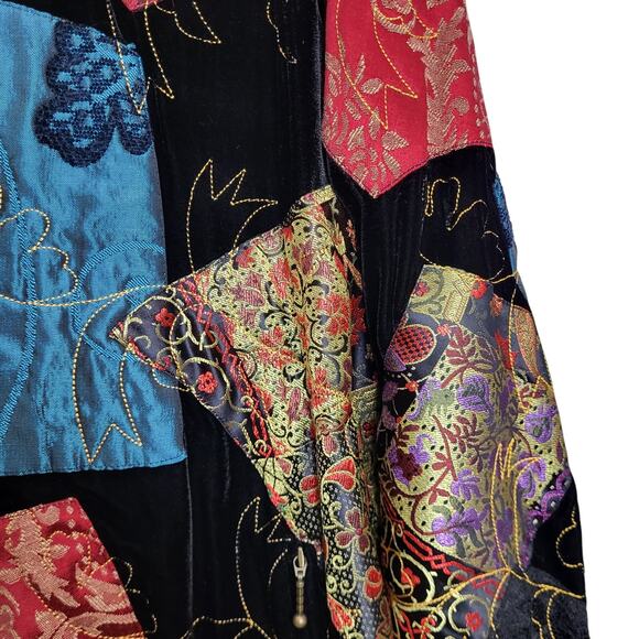 Vintage Chico's Patchwork Brocade Velvet Embroidered Full Zip Jacket Boho Sz 2/L - Picture 6 of 10